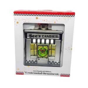 2021 See's Candies Limited Edition Centennial Glass Christmas Ornament 3.5"